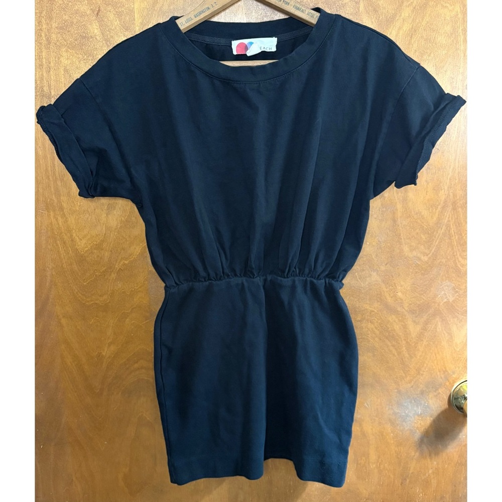 Free People Beach Black Short Sleeve T-Shirt Mini Dress Cotton Summer XS Boho